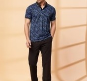 Abstract Jacquard Polo Black T-Shirt
