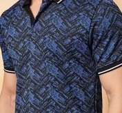 Abstract Jacquard Polo Black T-Shirt