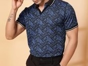 Abstract Jacquard Polo Black T-Shirt