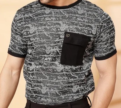 Abstract Jacquard Polo Charcoal T-Shirt