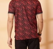 Abstract Jacquard Polo Maroon T-Shirt