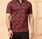 Abstract Jacquard Polo Maroon T-Shirt
