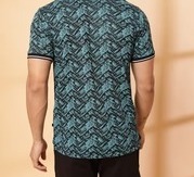 Abstract Jacquard Polo Teal GreenT-Shirt