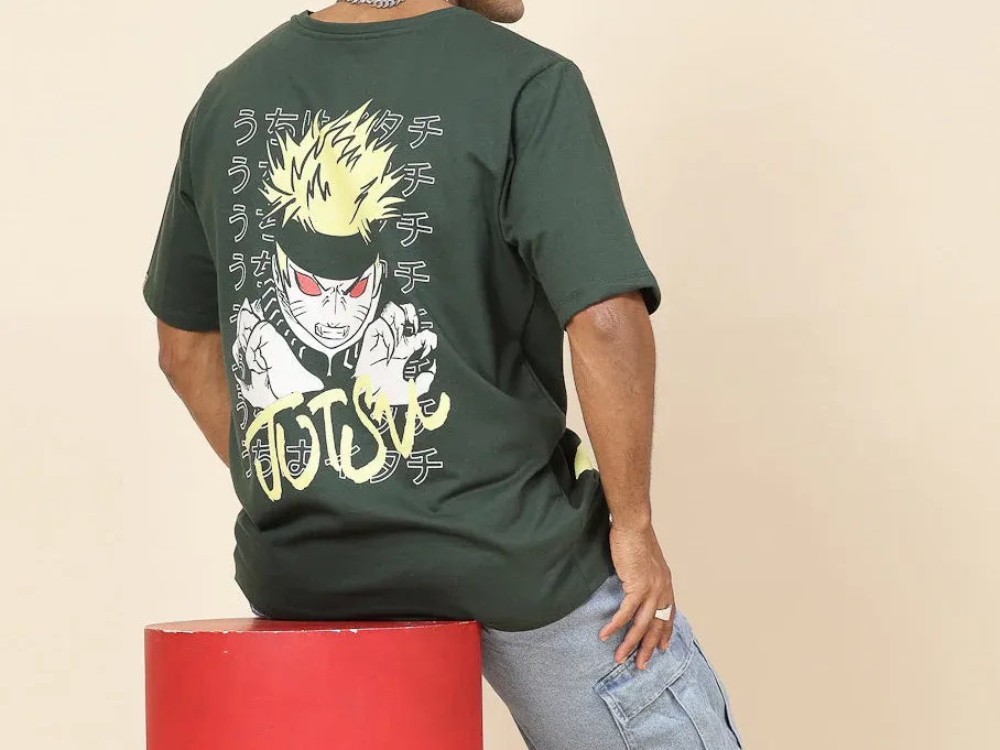 Anime Enchantment Oversized Olive Green Tee