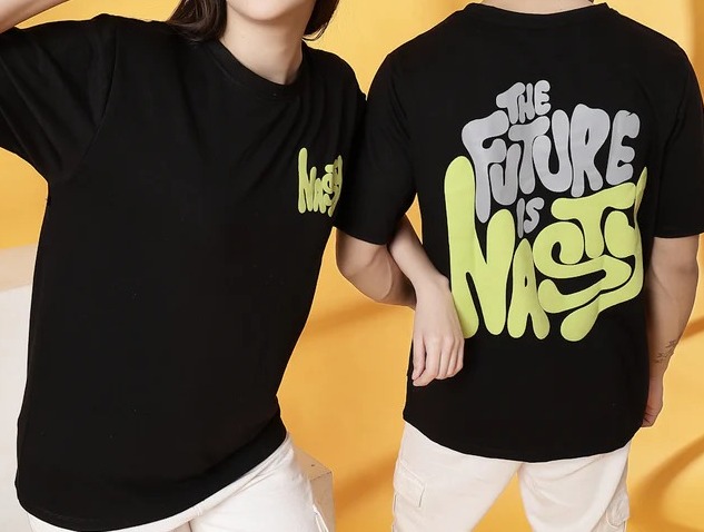 Back Puff Print Black T-Shirt