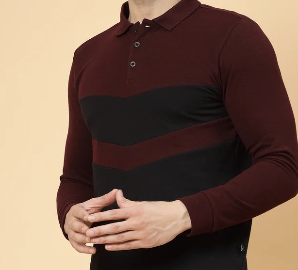 Block Tone Polo Wine T-shirt