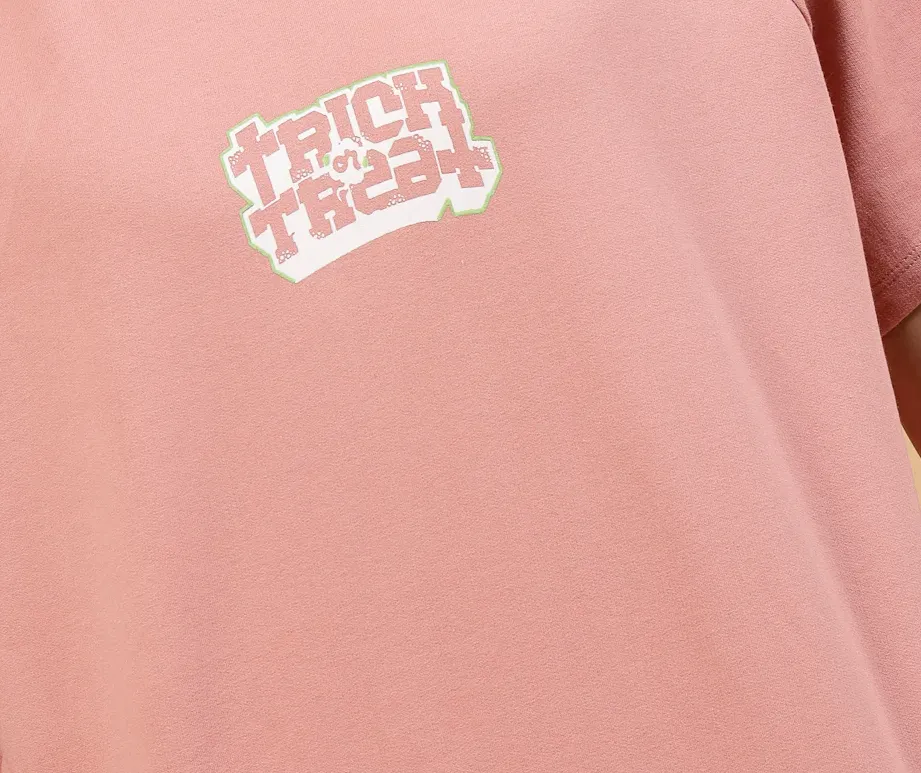 Bold Typography on Terry Raglan Sleeves Peach Tees