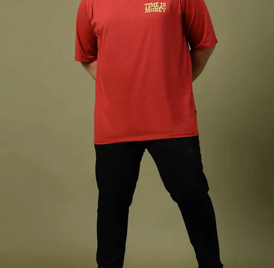 Casual Cool Printed Oversized Jersey Maroon T-Shirt