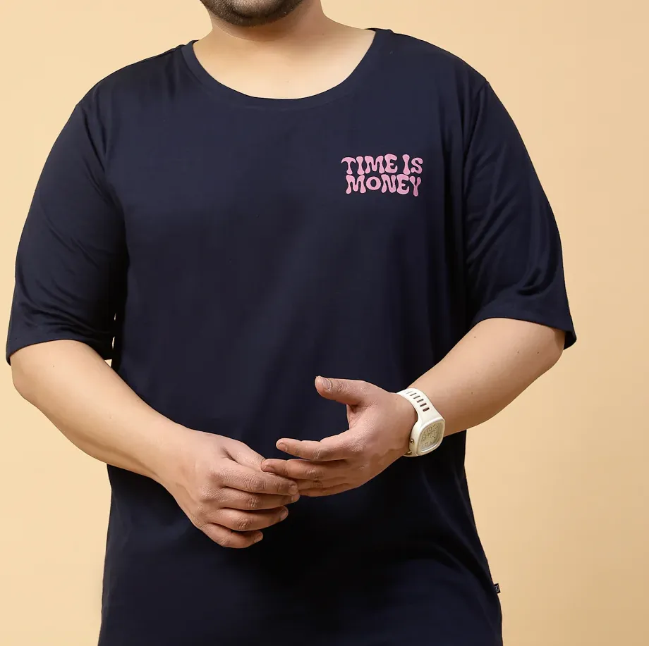 Casual Cool Printed Oversized Jersey Navy T-Shirt