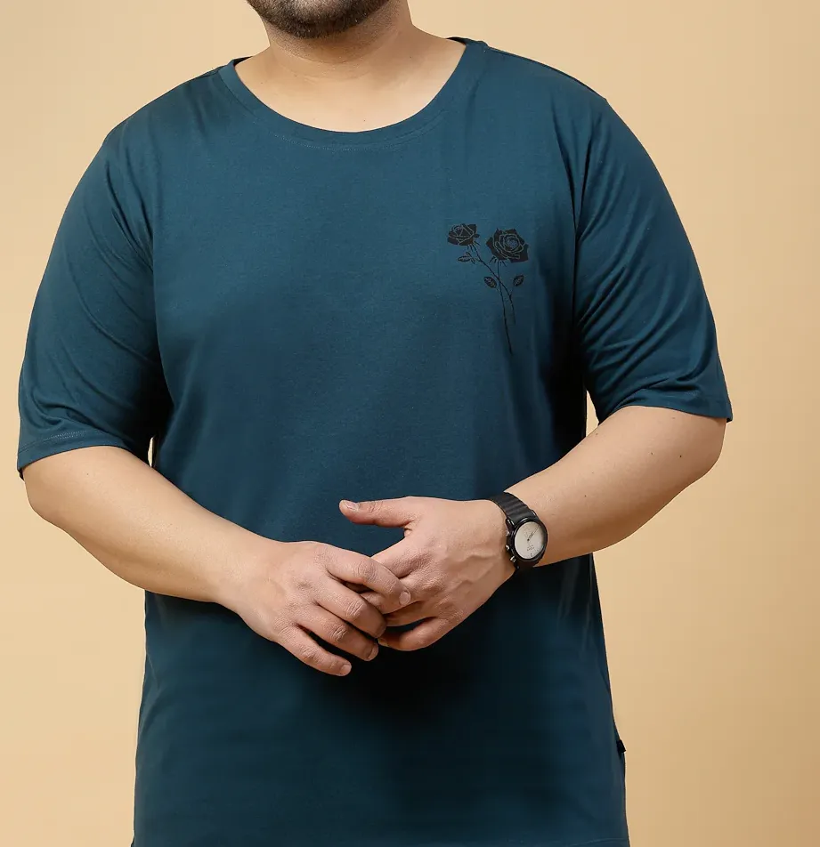 Casual Cool Printed Oversized Jersey Teal T-Shirt