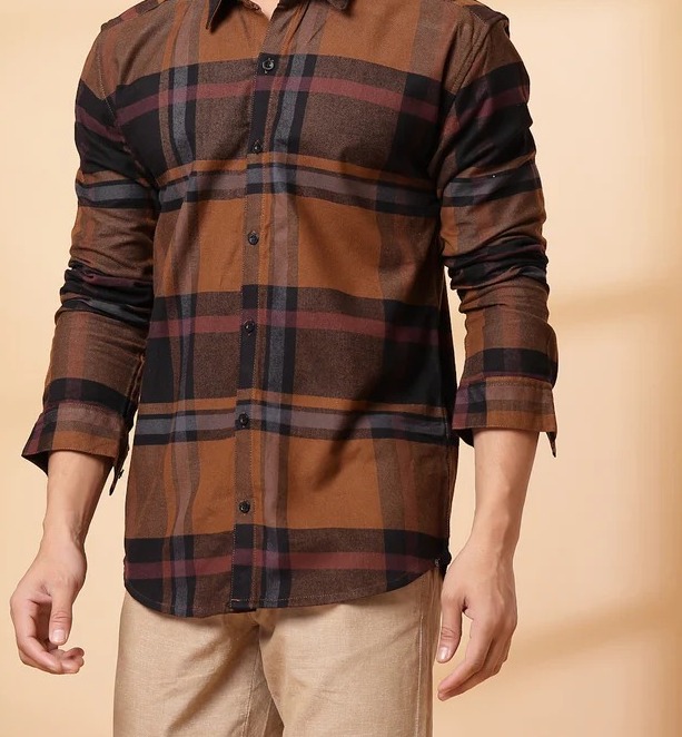Classic Checkered Cotton Brown Shirt