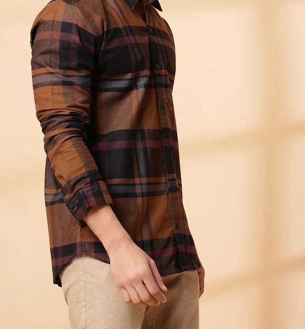 Classic Checkered Cotton Brown Shirt