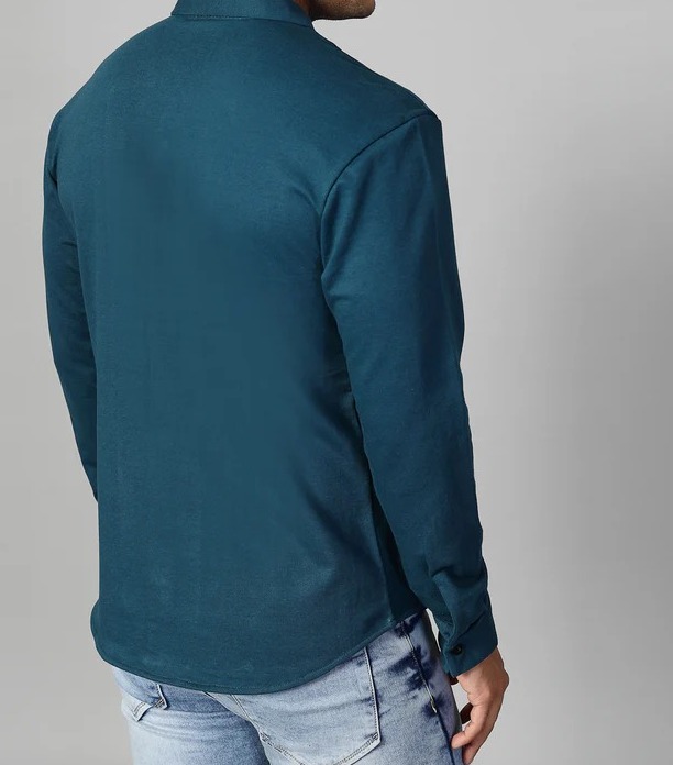 Classic Cuban Collar Terry Teal Green Shirt