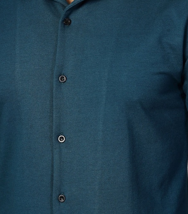 Classic Cuban Collar Terry Teal Green Shirt