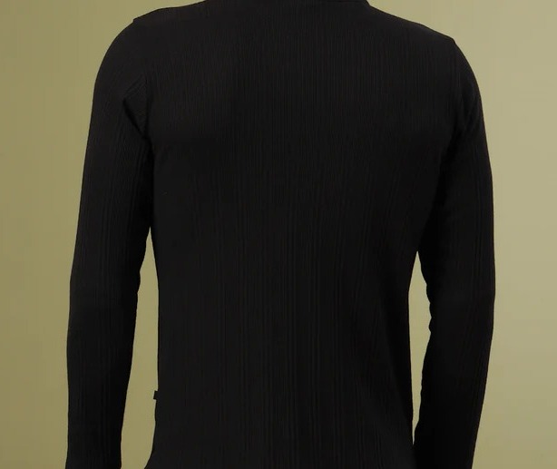 Classic Ribbed Turtleneck Jet Black T-Shirt