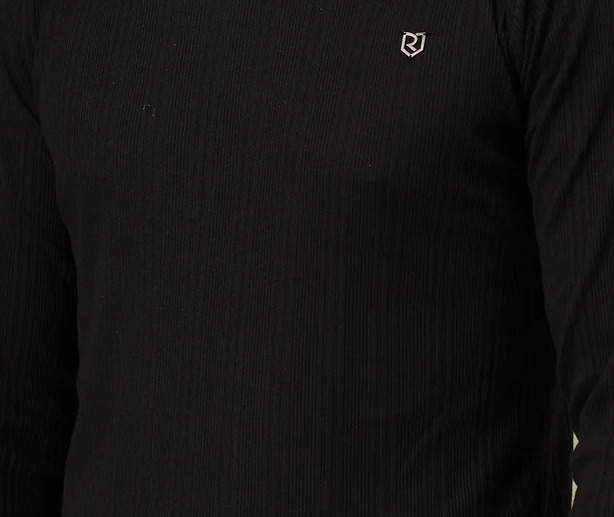 Classic Ribbed Turtleneck Jet Black T-Shirt