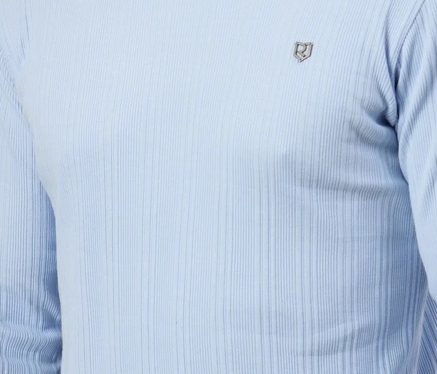 Classic Ribbed Turtleneck Light blue T-Shirt