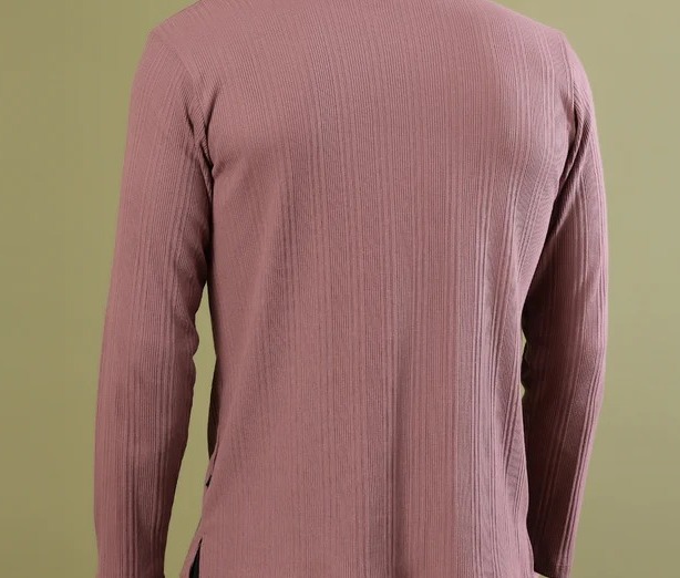 Classic Ribbed Turtleneck Mauve T-Shirt