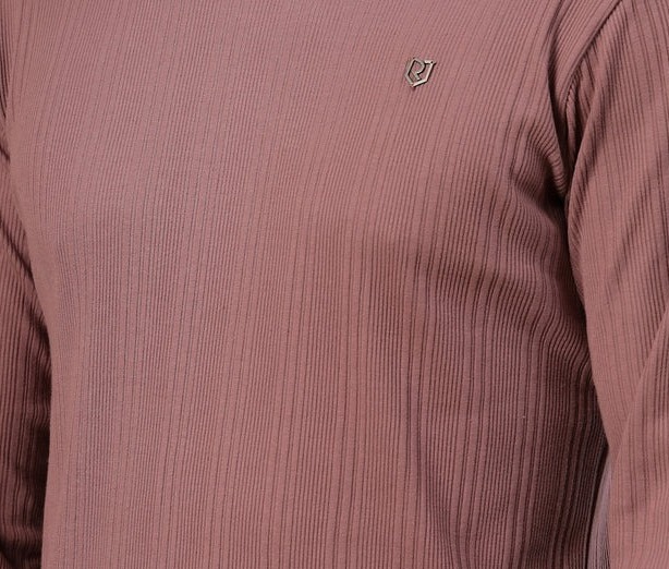 Classic Ribbed Turtleneck Mauve T-Shirt