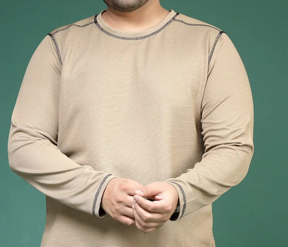 Contrast Stitch Corduroy Cream T-Shirt