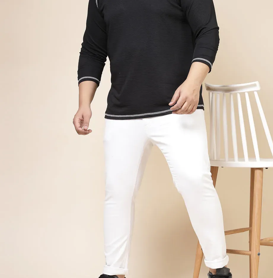 Contrast Stitch Corduroy Jet Black T-Shirt