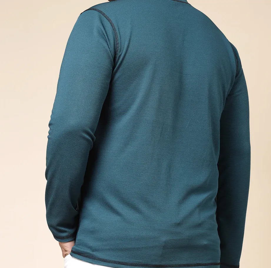 Contrast Stitch Corduroy Olive Green T-Shirt
