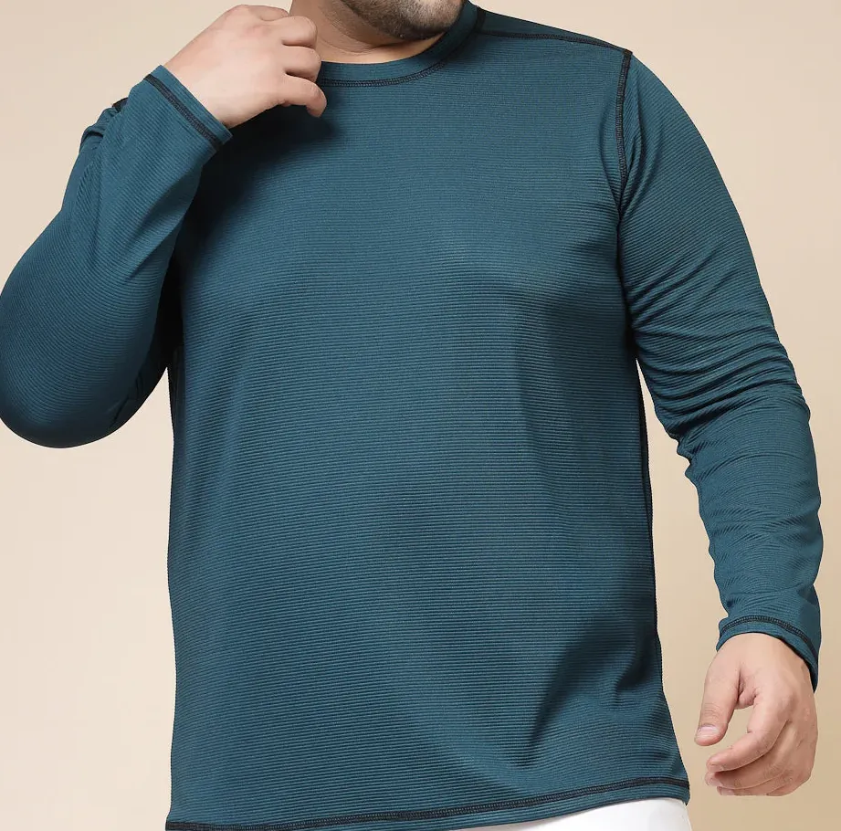 Contrast Stitch Corduroy Olive Green T-Shirt