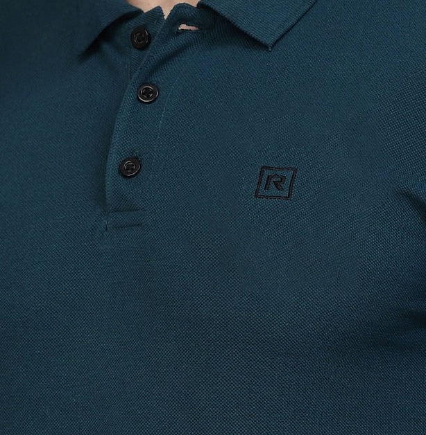 Cotton Solid Half Sleeves Polo Teal T-Shirt