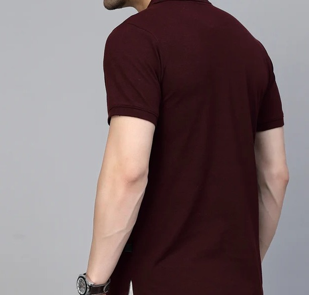 Cotton Solid Half Sleeves Polo Wine T-Shirt
