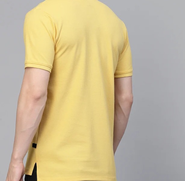 Cotton Solid Half Sleeves Polo Yellow T-Shirt