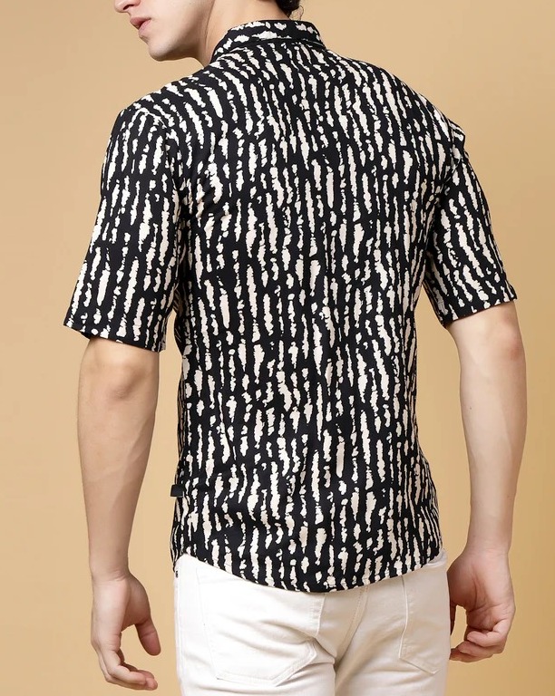 Exotic Hawaiian Shirt With Drop Shoulders Black