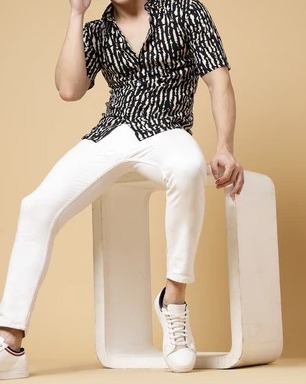 Exotic Hawaiian Shirt With Drop Shoulders Black