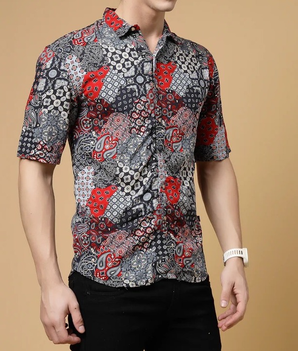 Exotic Hawaiian Shirt With Drop Shoulders Blue
