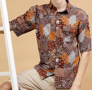 Exotic Hawaiian Shirt With Drop Shoulders Brown