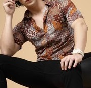 Exotic Hawaiian Shirt With Drop Shoulders Brown