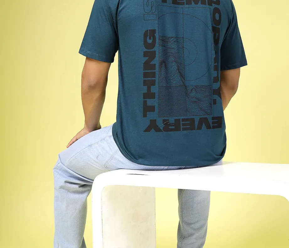 Graphic Comfort Oversized Teal Green T-Shirt