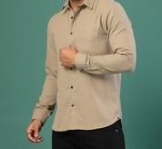 Men's Cotton Linen Cutaway Collar Shirt