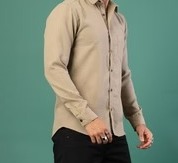 Men's Cotton Linen Cutaway Collar Shirt