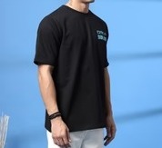 Men Black Typography Oversized T-shirt
