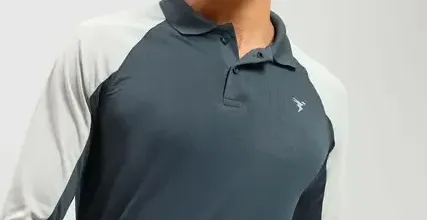 Men Colorblock Slim Fit Polo Dark Carbon T-shirt