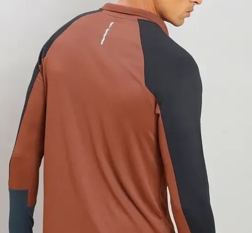 Men Colorblock Slim Fit Polo Rust T-shirt