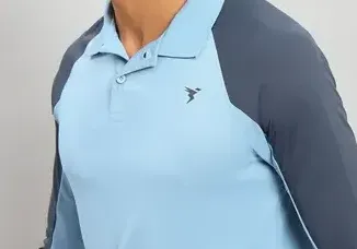 Men Colorblock Slim Fit Polo Scale Blue T-shirt