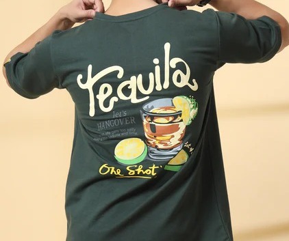Men Drink in Design Oversized Battle Green T-shirt