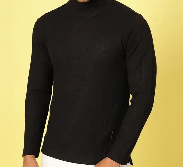 Men’s Essential Turtleneck Jet Black T-Shirt