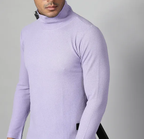Men’s Essential Turtleneck Light Purple T-Shirt