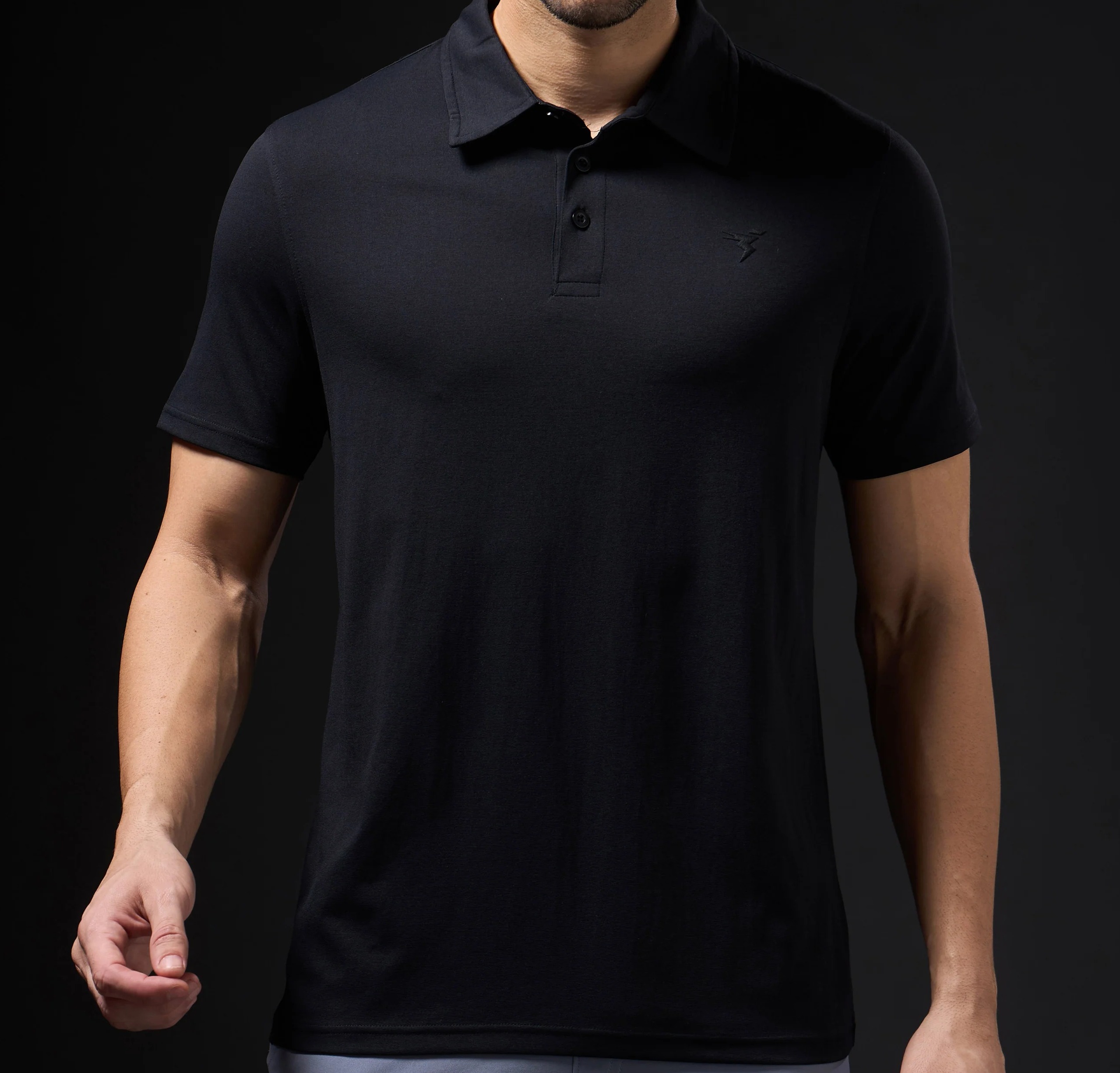 Men Solid Slim Fit Polo Black T-shirt