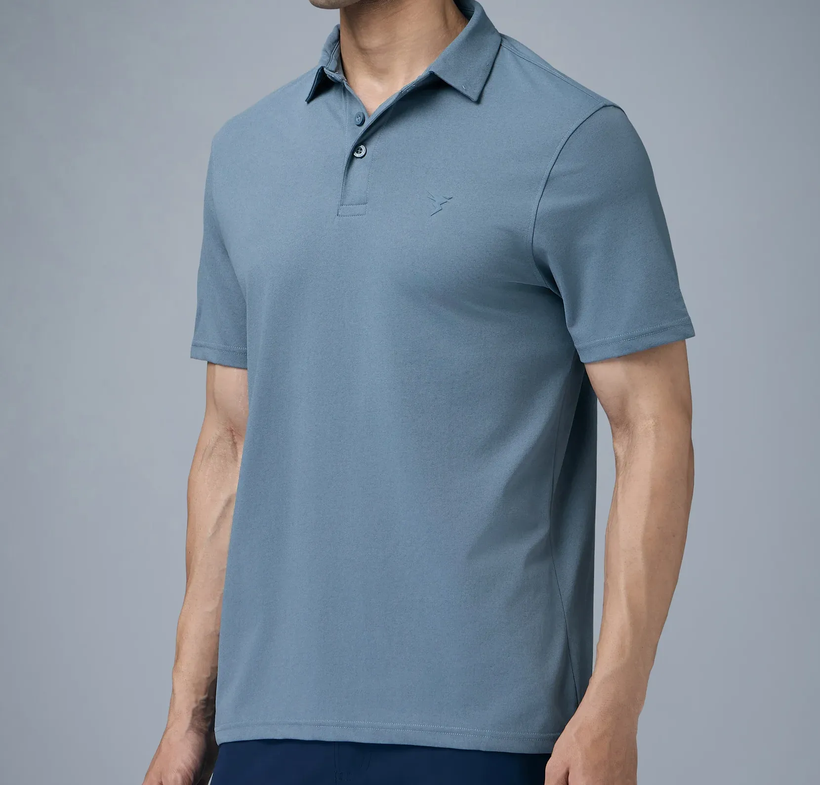 Men Solid Slim Fit Polo Blue Stone T-shirt