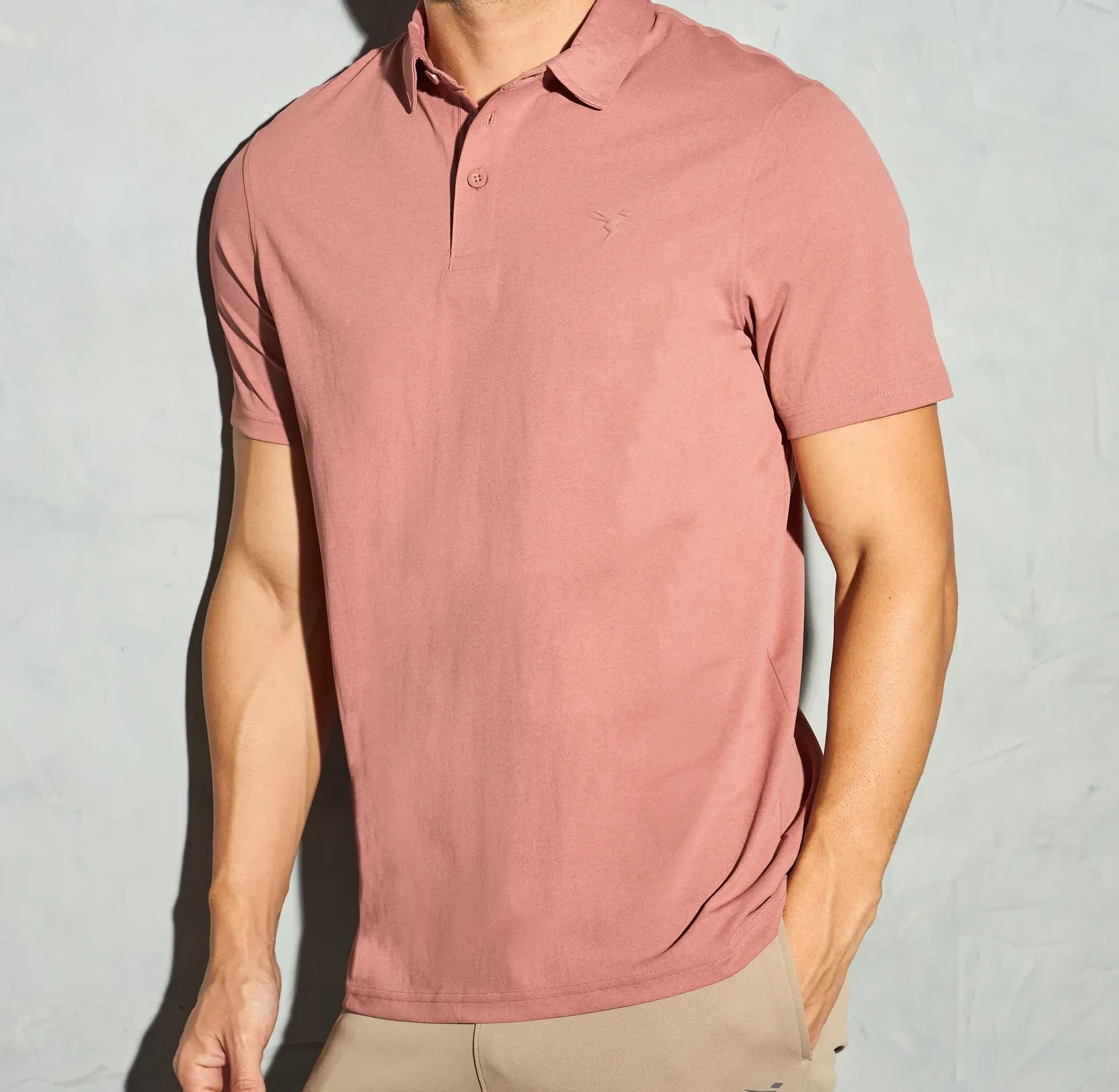 Men Solid Slim Fit Polo Dusty Red T-shirt