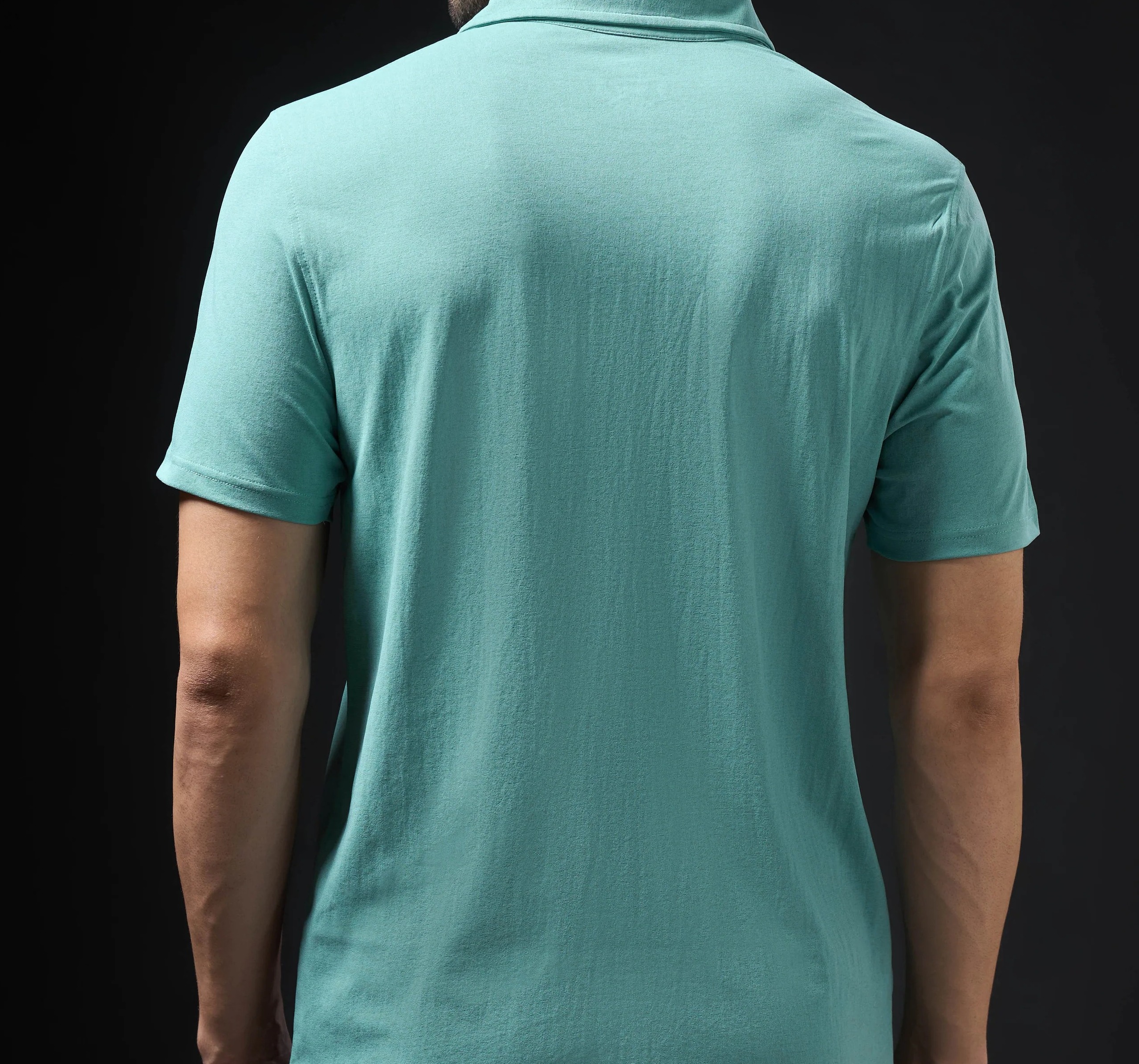 Men Solid Slim Fit Polo Lake Green T-shirt