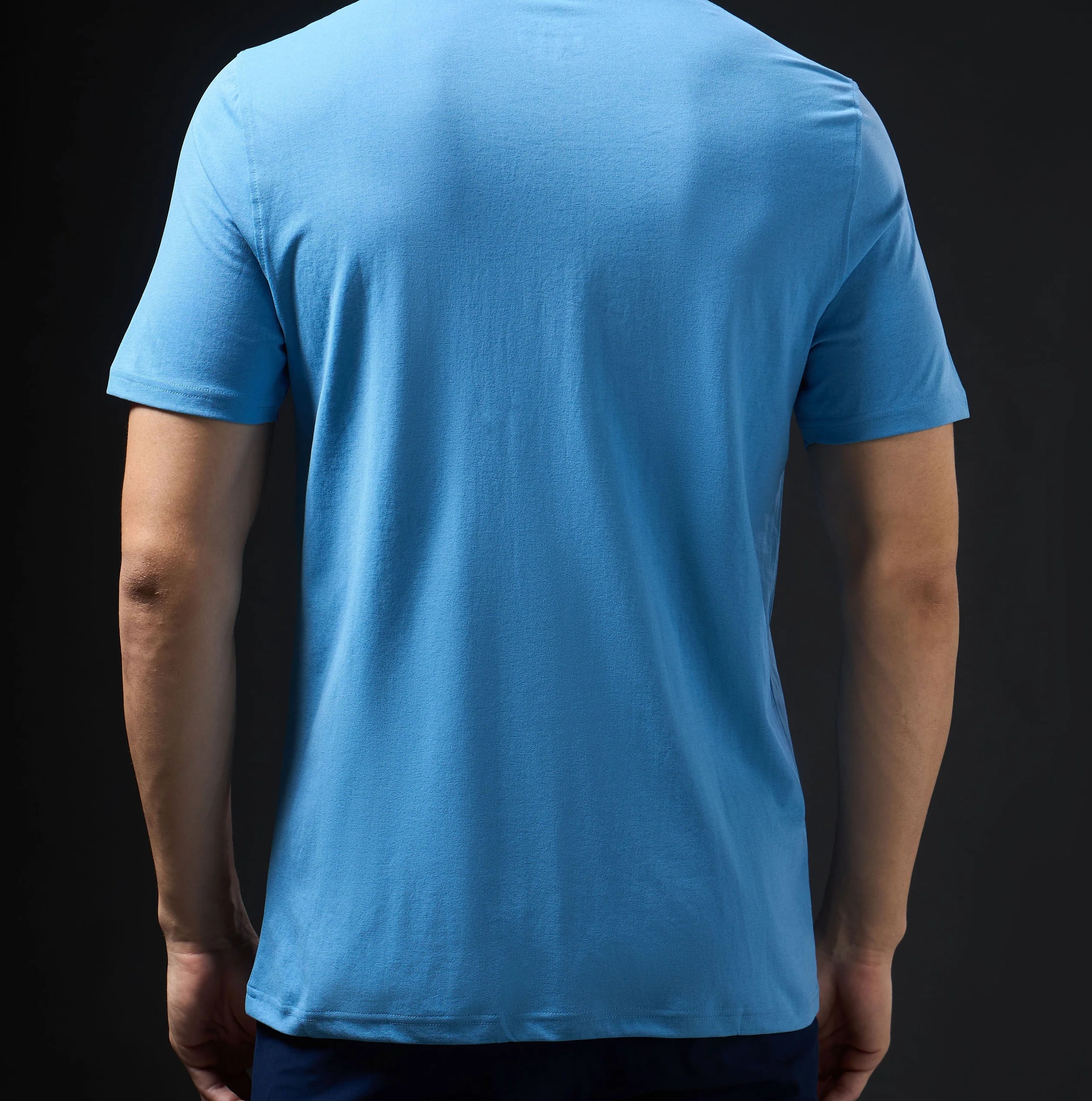 Men Solid Slim Fit Polo Lichen Blue T-shirt